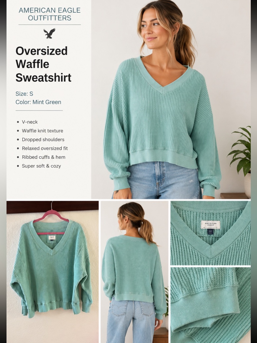 American Eagle 🦅 Oversized Waffle Sweatshirt